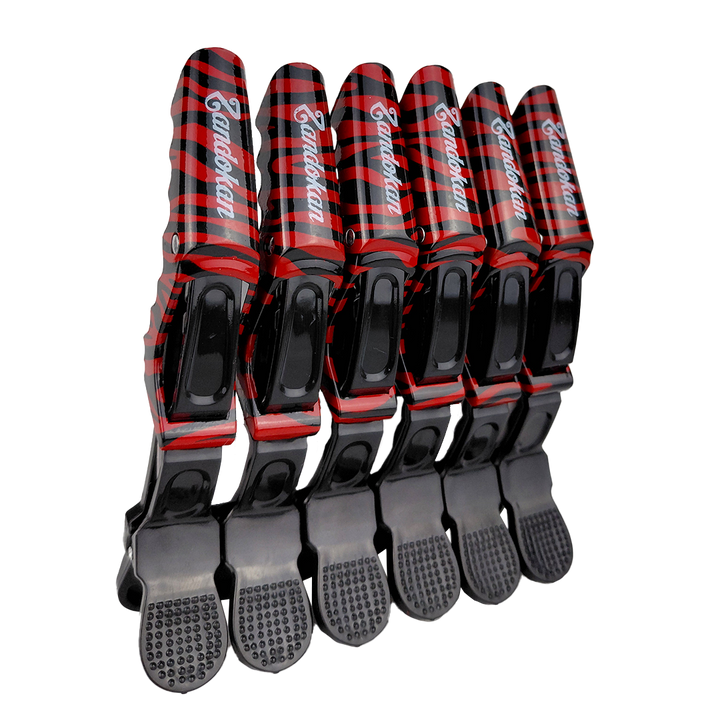 Zandokan Pinzas para Cabello con Diseño de Cebra, Negro y Rojo, Juego de 6 Piezas, peluquería, Barbería