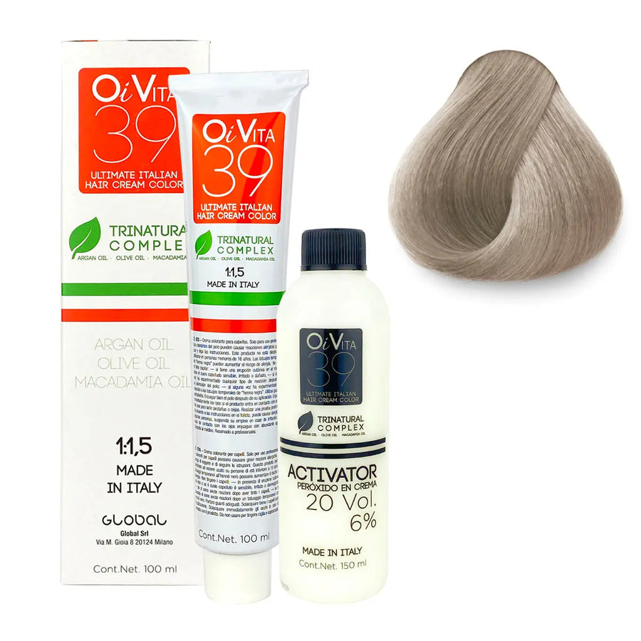 TINTE PROFESIONAL OI VITA TONO O10.1 RUBIO PLATINO CENIZA 100ML + PEROXIDO 150ML GRATIS Perfumería la Mora