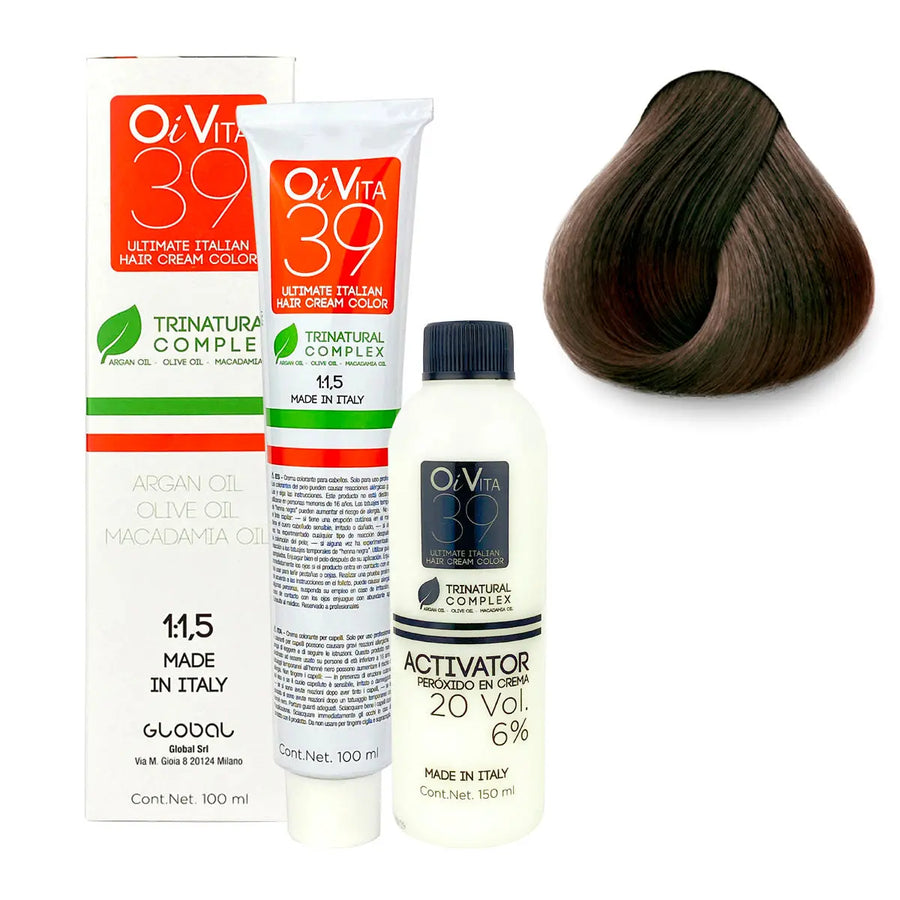 TINTE PROFESIONAL OI VITA TONO O4 CASTAÑO 100ML + PEROXIDO DE 150ML GRATIS Perfumería la Mora