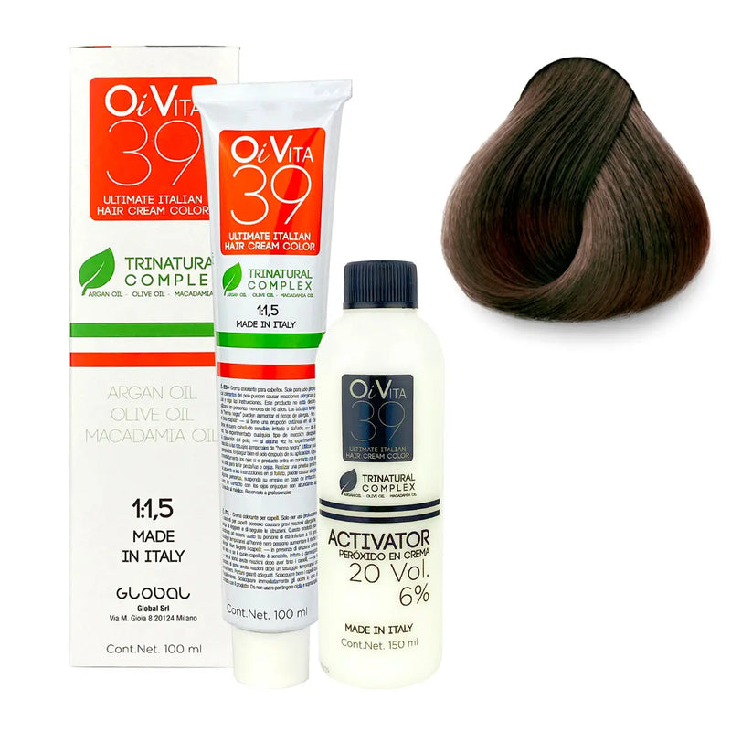 TINTE PROFESIONAL OI VITA TONO O4 CASTAÑO 100ML + PEROXIDO DE 150ML GRATIS Perfumería la Mora