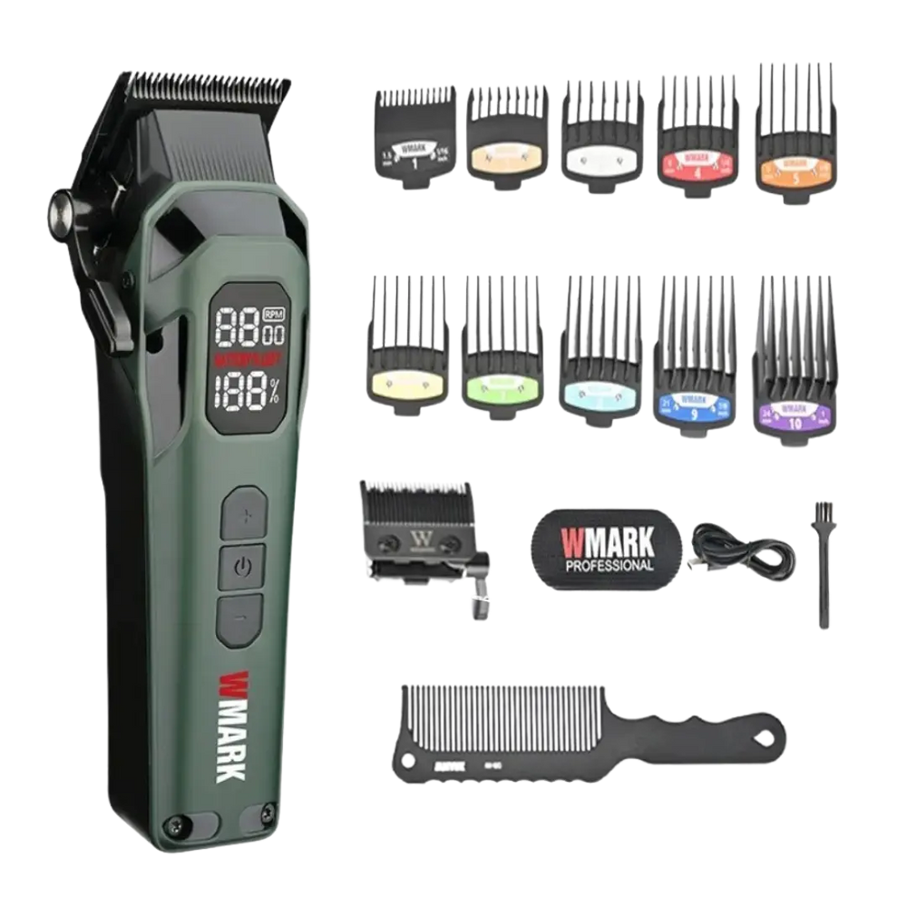 Wmark NG-8080 – Máquina de Corte Profesional Recargable (USB) – 9000 RPM – Verde Perfumería la Mora