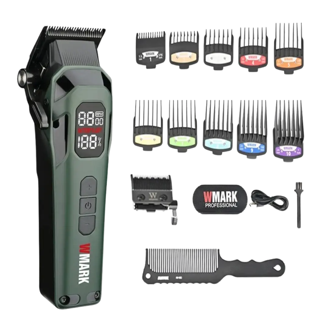 Wmark NG-8080 – Máquina de Corte Profesional Recargable (USB) – 9000 RPM – Verde Perfumería la Mora