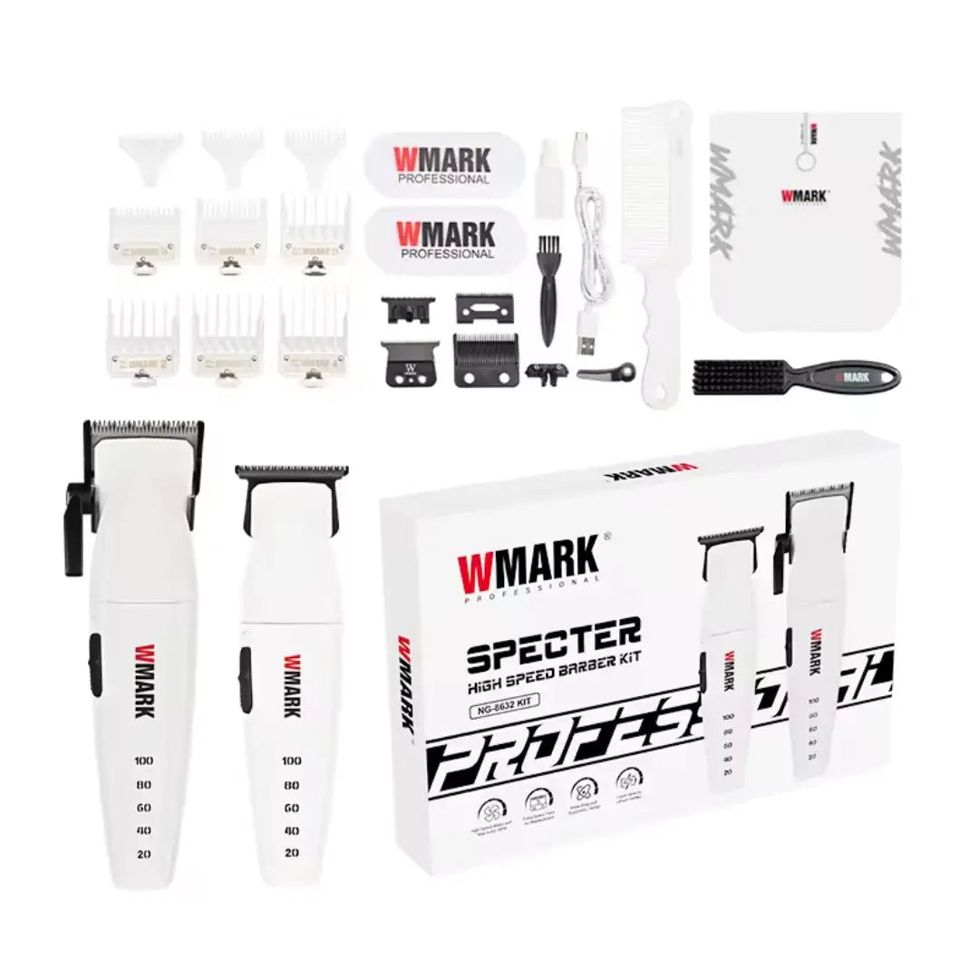 Wmark NG-8632 – Barber Kit Profesional Recargable (USB) – 9000 RPM – Cuchilla de Cerámica – Todo en Uno Perfumería la Mora