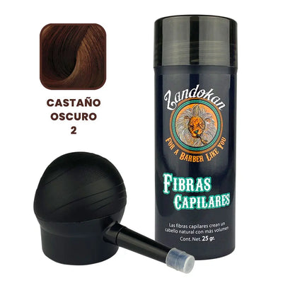 ZANDOKAN FIBRA CAPILAR 25 GR + APLICADOR COLOR CASTAÑO OSCURO MOD ZK-04-0093 Perfumería la Mora