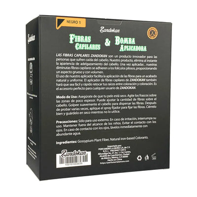 ZANDOKAN FIBRA CAPILAR 25 GR + APLICADOR COLOR NEGRO MOD ZK-04-0092 Perfumería la Mora