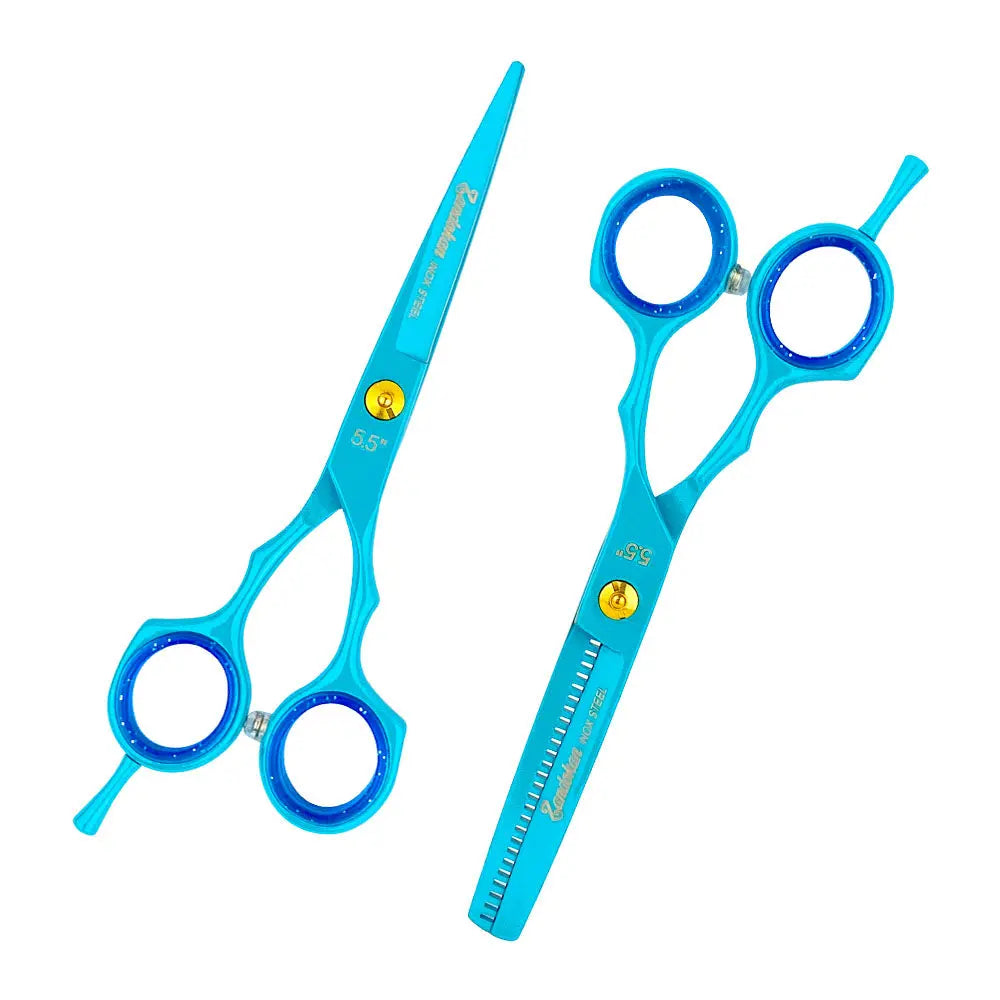 ZANDOKAN SET DE TIJERAS ESTILISTA Y ENTRESACAR CON CANGURERA SÍLEX CIANIT MOD ZK-04-0079 Perfumería la Mora