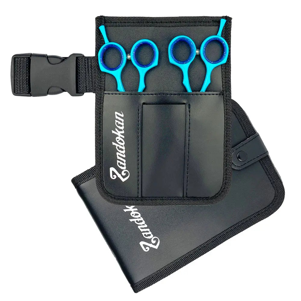 ZANDOKAN SET DE TIJERAS ESTILISTA Y ENTRESACAR CON CANGURERA SÍLEX CIANIT MOD ZK-04-0079 Perfumería la Mora