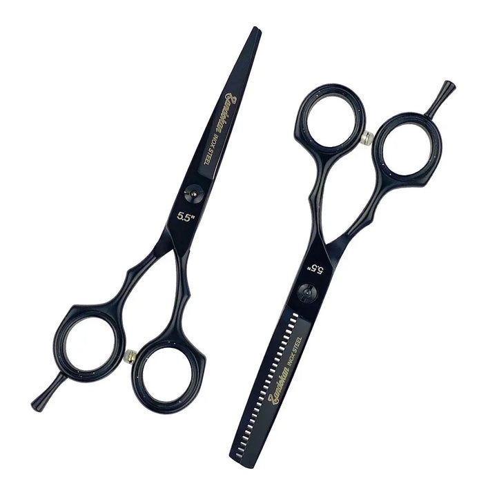 ZANDOKAN SET DE TIJERAS ESTILISTA Y ENTRESACAR CON CANGURERA SÍLEX NOIR MOD ZK-04-0078 Perfumería la Mora