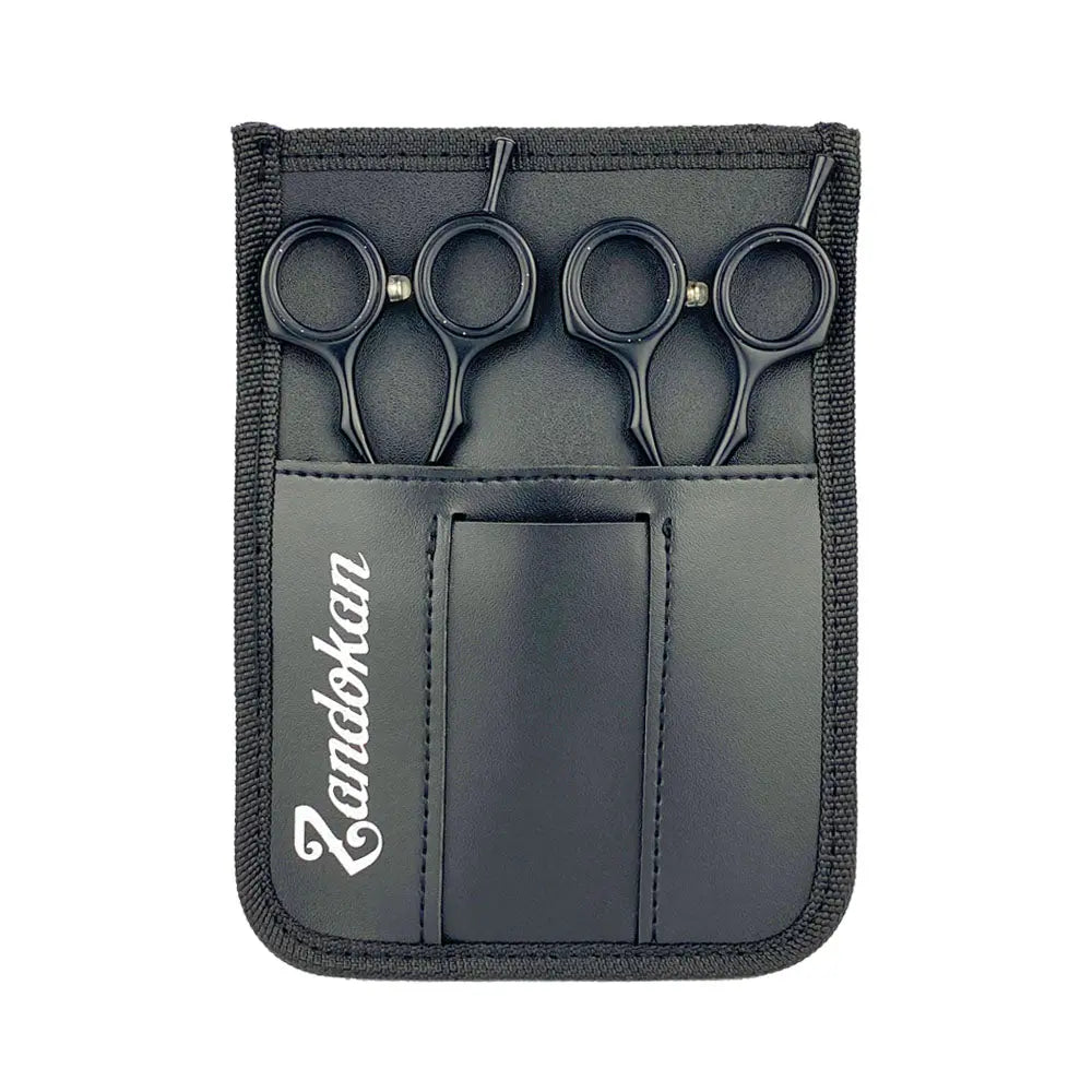 ZANDOKAN SET DE TIJERAS ESTILISTA Y ENTRESACAR CON CANGURERA SÍLEX NOIR MOD ZK-04-0078 Perfumería la Mora