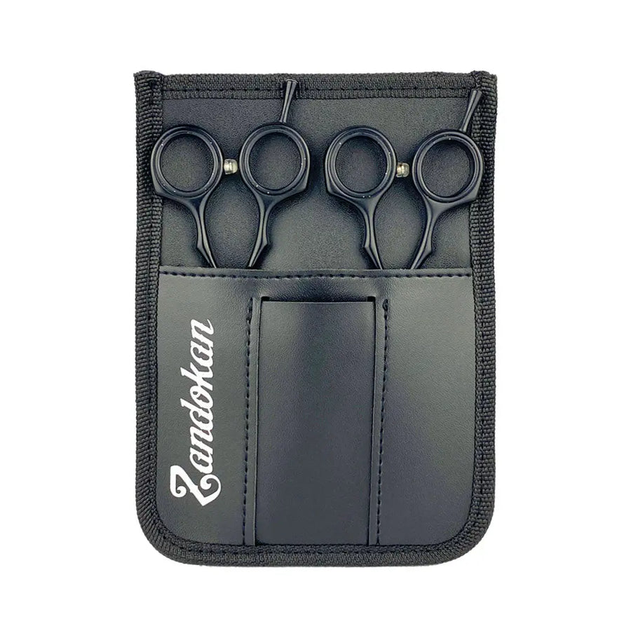 ZANDOKAN SET DE TIJERAS ESTILISTA Y ENTRESACAR CON CANGURERA SÍLEX NOIR MOD ZK-04-0078 Perfumería la Mora