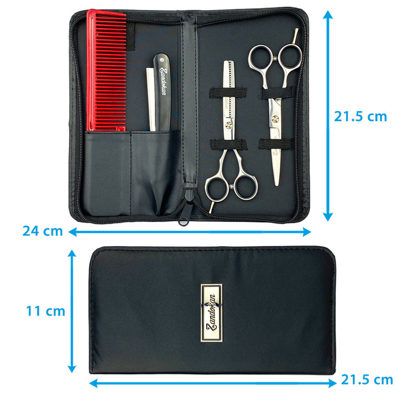 ZANDOKAN SET DE TIJERAS + PORTA NAVAJAS + PEINE MOD ZK-04-0074 Perfumería la Mora