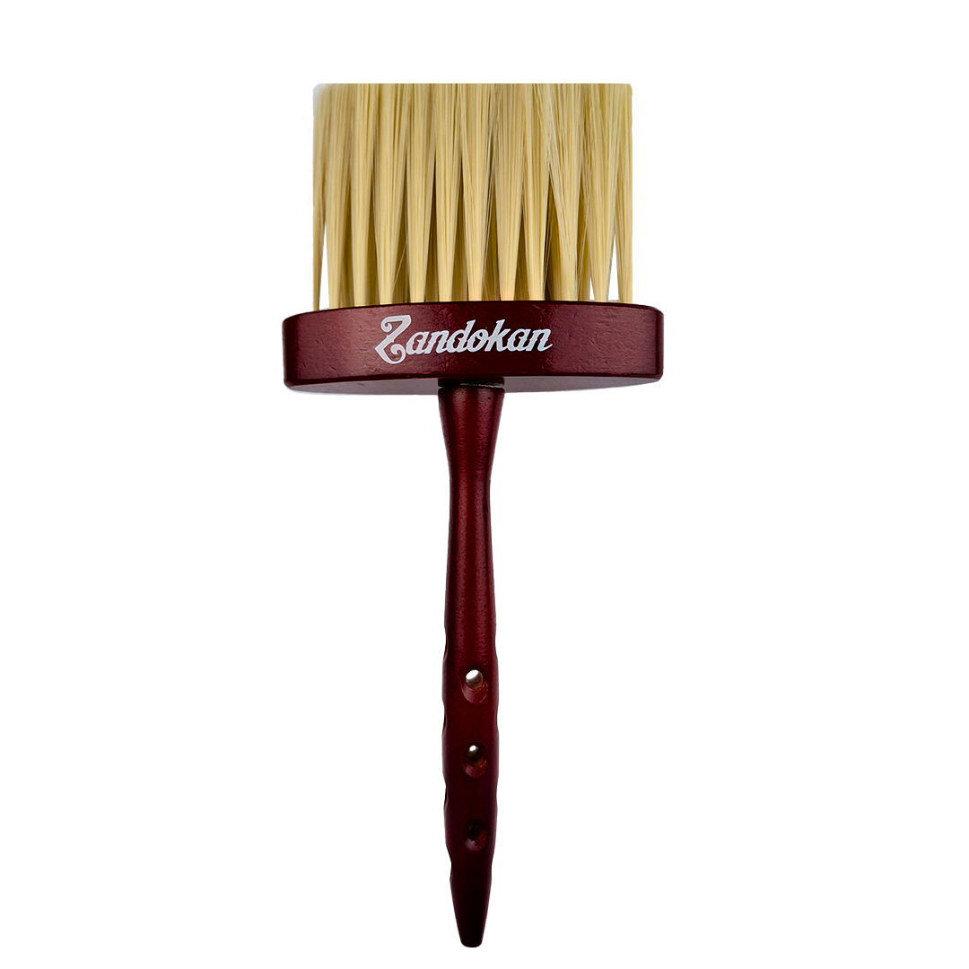 Zandokan Brocha de Cuello Profesional para Barbería, Cerdas Sintéticas, Mango Marrón de Madera, ZK-0016 PZ