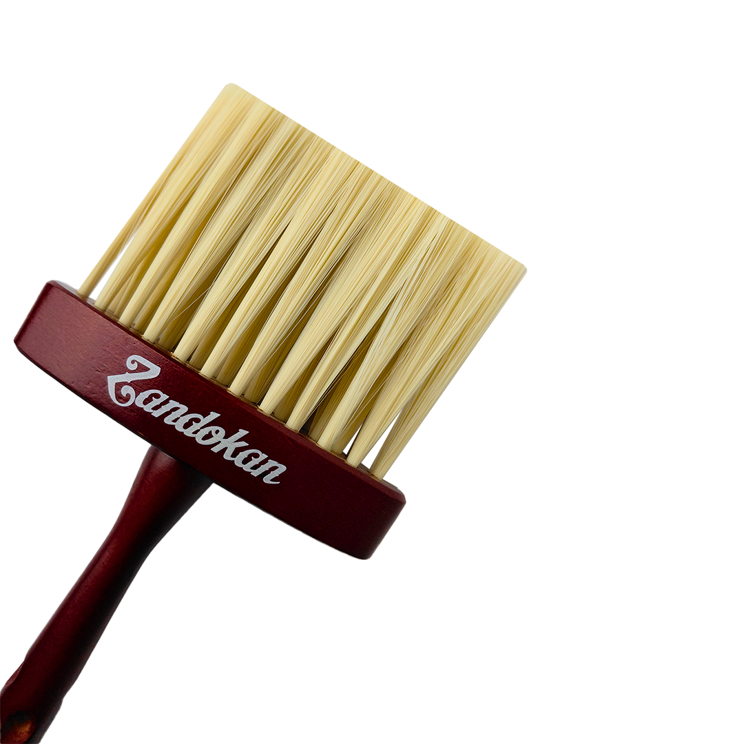 Zandokan Brocha de Cuello Profesional para Barbería, Cerdas Sintéticas, Mango Marrón de Madera, ZK-0016 PZ