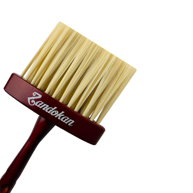 Zandokan Brocha de Cuello Profesional para Barbería, Cerdas Sintéticas, Mango Marrón de Madera, ZK-0016 PZ