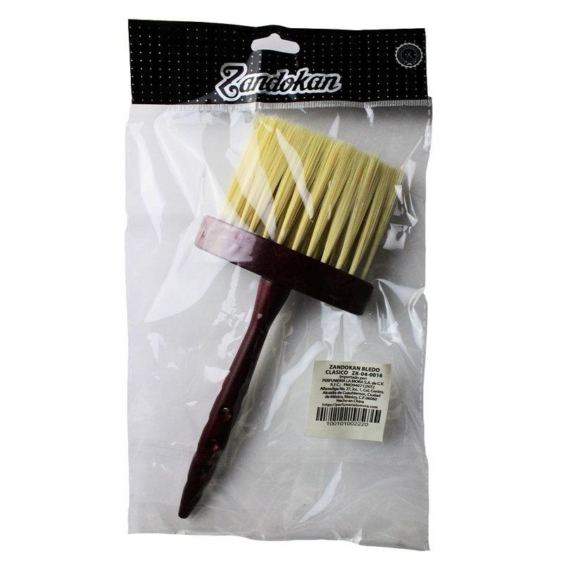 Zandokan Brocha de Cuello Profesional para Barbería, Cerdas Sintéticas, Mango Marrón de Madera, ZK-0016 PZ