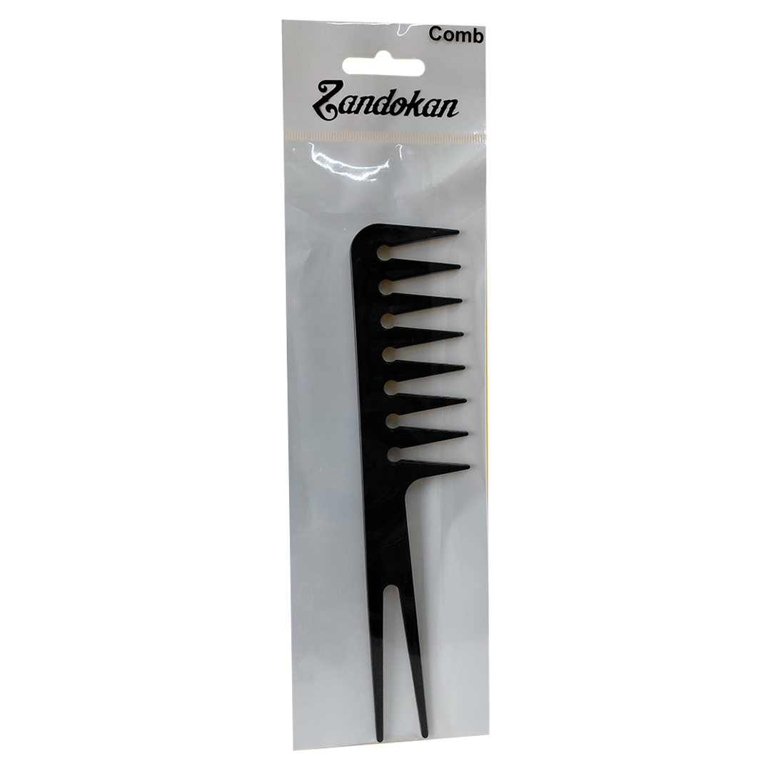 Zandokan Peine Profesional de Texturizado, Negro, Doble Cola para Peluquería ZK-04-0108