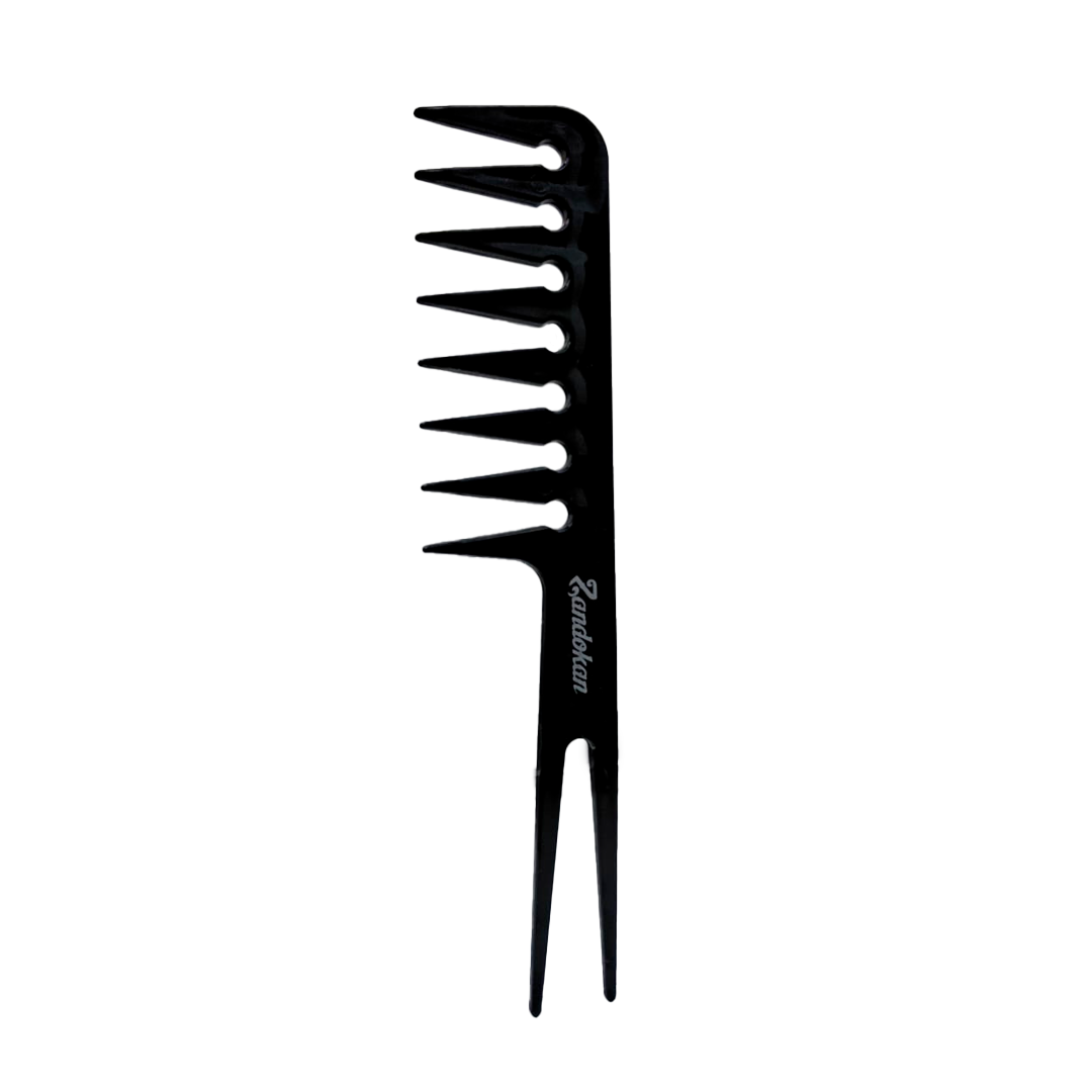 Zandokan Peine Profesional de Texturizado, Negro, Doble Cola para Peluquería ZK-04-0108