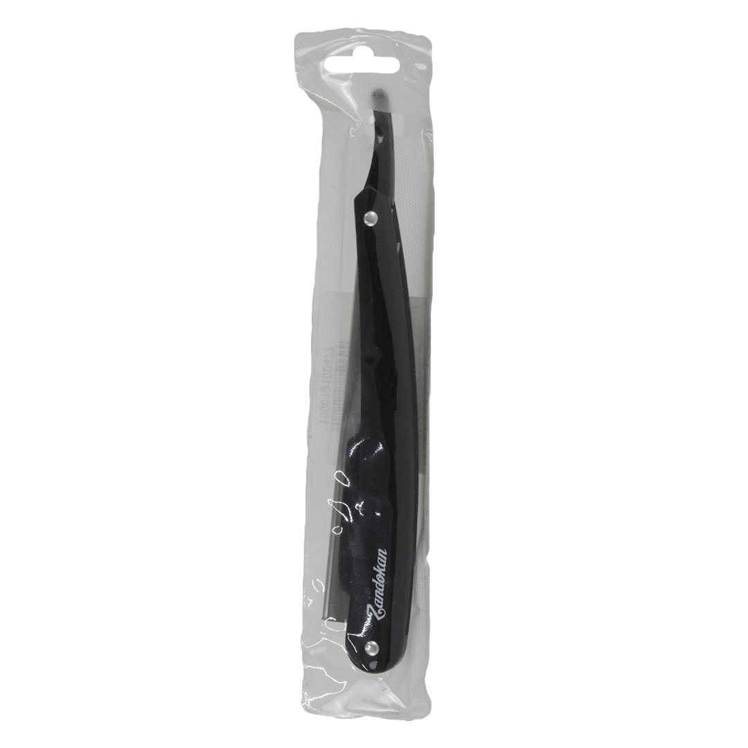 Zandokan Porta Navaja de Afeitar Clásica, Mango Negro, Acero Inoxidable