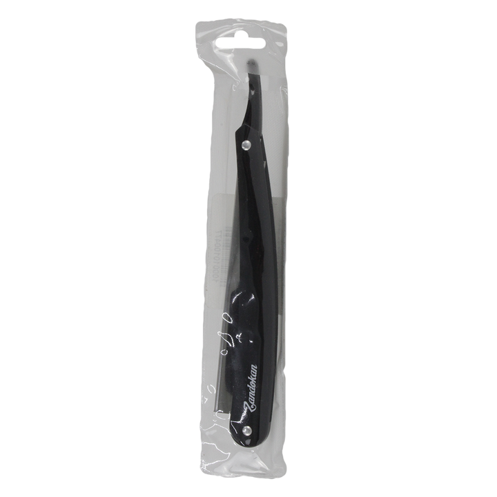 Zandokan Porta Navaja de Afeitar Clásica, Mango Negro, Acero Inoxidable