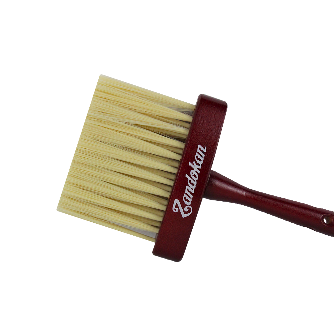 Zandokan Brocha de Cuello Profesional para Barbería, Cerdas Sintéticas, Mango Marrón de Madera, ZK-0016 PZ