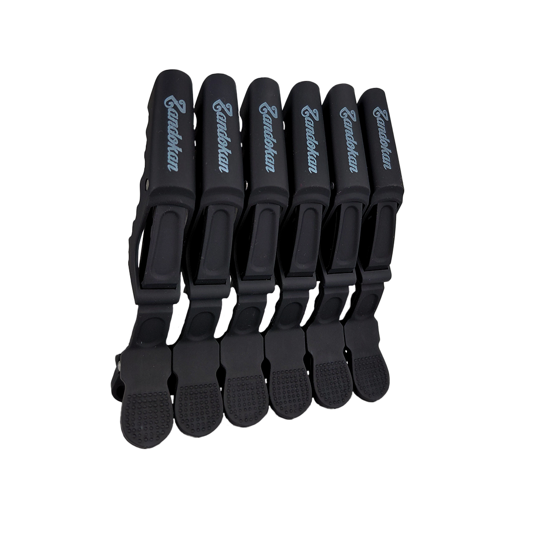 Zandokan Pinzas para Cabello con Diseño Negro Matte, Juego de 6 Piezas, peluquería, Barbería