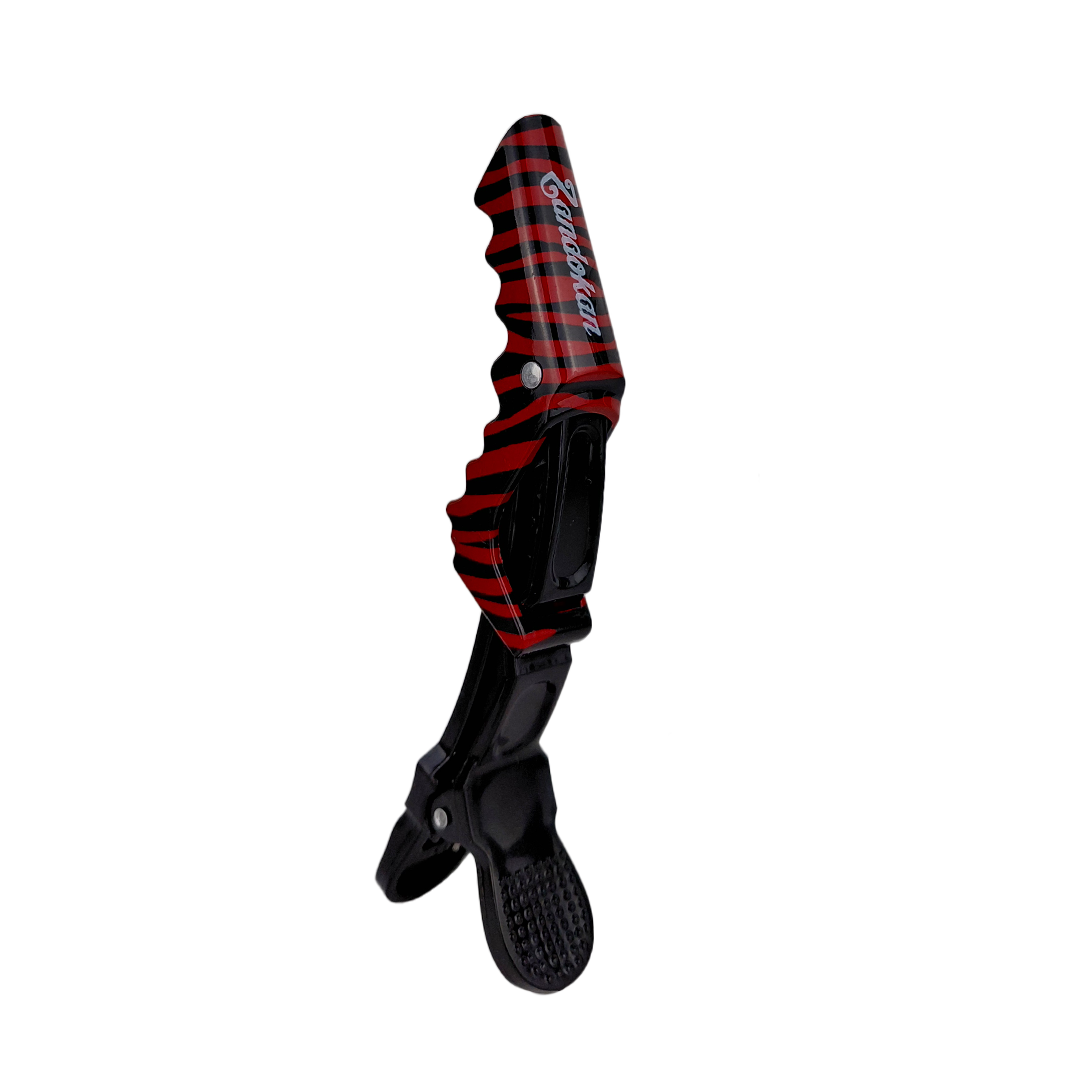 Zandokan Pinzas para Cabello con Diseño de Cebra, Negro y Rojo, Juego de 6 Piezas, peluquería, Barbería