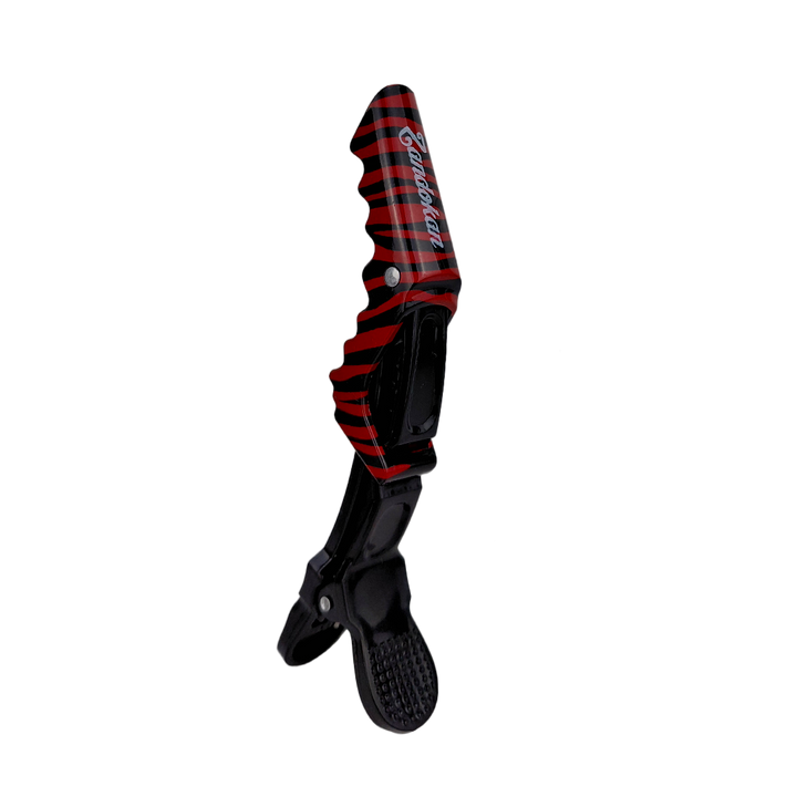 Zandokan Pinzas para Cabello con Diseño de Cebra, Negro y Rojo, Juego de 6 Piezas, peluquería, Barbería