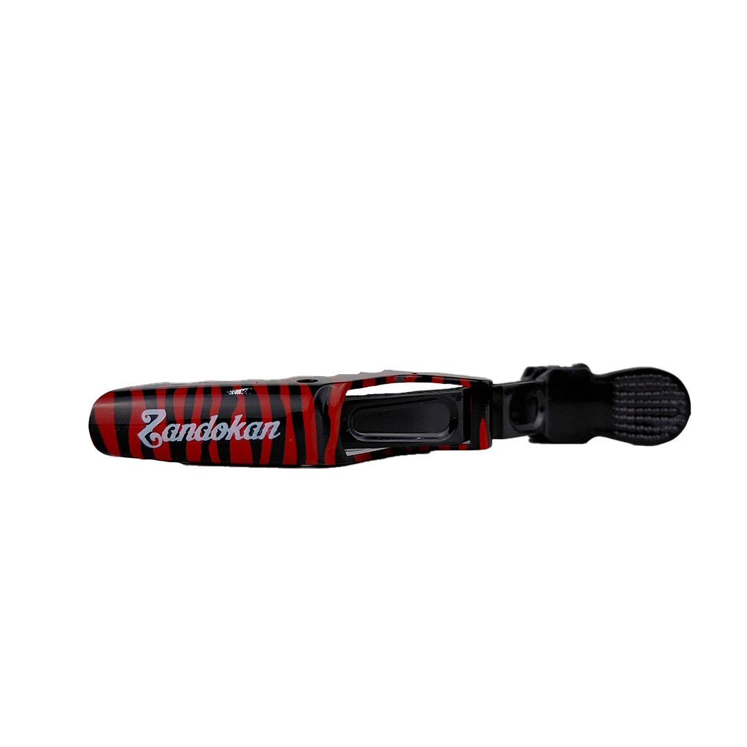 Zandokan Pinzas para Cabello con Diseño de Cebra, Negro y Rojo, Juego de 6 Piezas, peluquería, Barbería