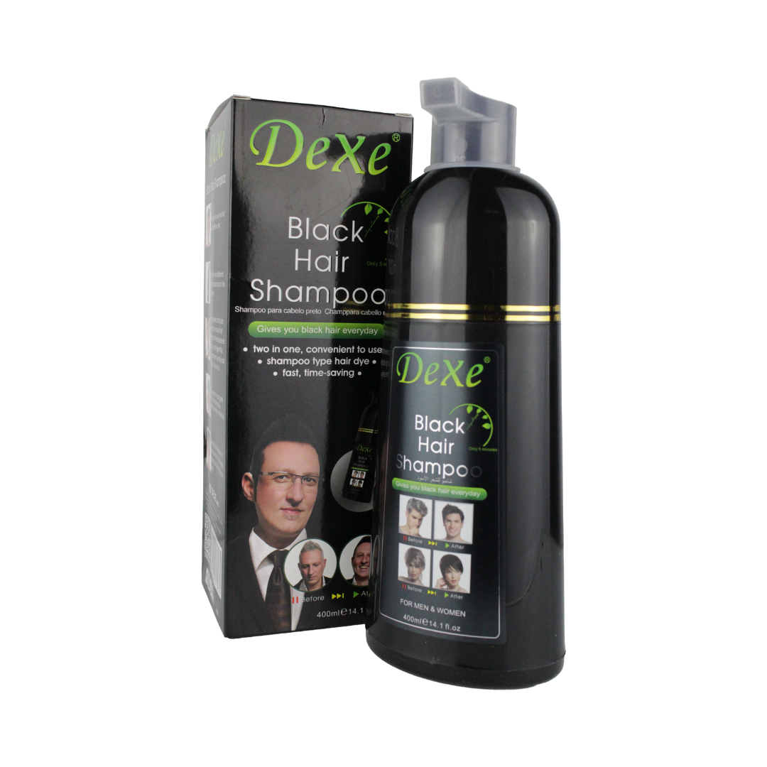 Dexe Shampoo Tinte Cubre Canas Instantáneo – Color Negro | 400 ml