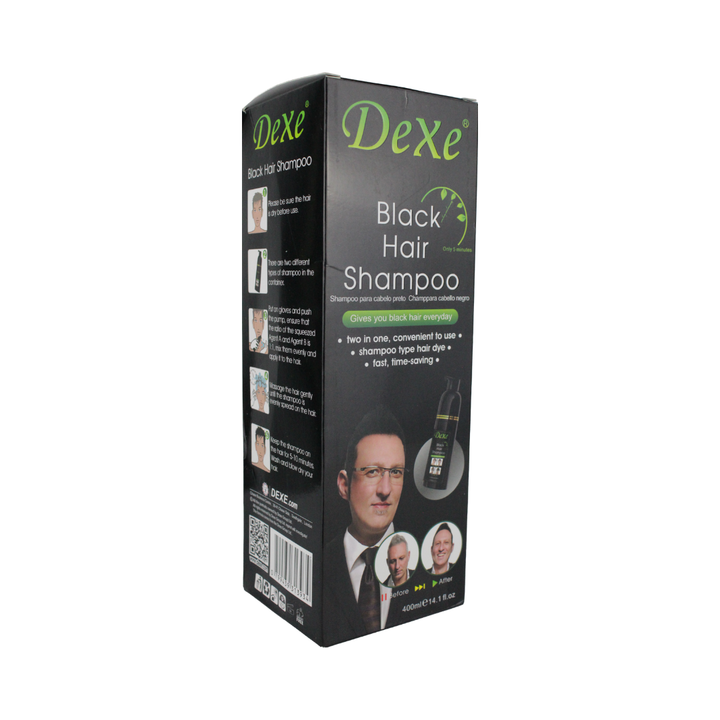 Dexe Shampoo Tinte Cubre Canas Instantáneo – Color Negro | 400 ml