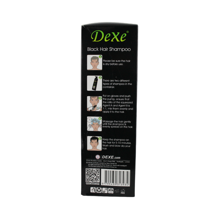 Dexe Shampoo Tinte Cubre Canas Instantáneo – Color Negro | 400 ml