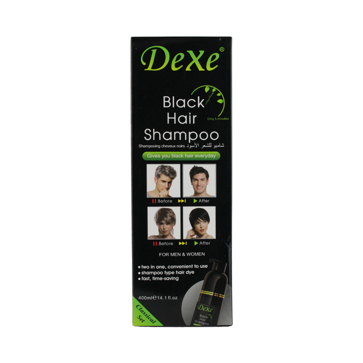 Dexe Shampoo Tinte Cubre Canas Instantáneo – Color Negro | 400 ml