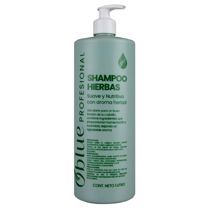 Shampoo de Hierbas Oblue 1L – pH Balanceado para Cabello Dañado o con Tratamientos Químicos