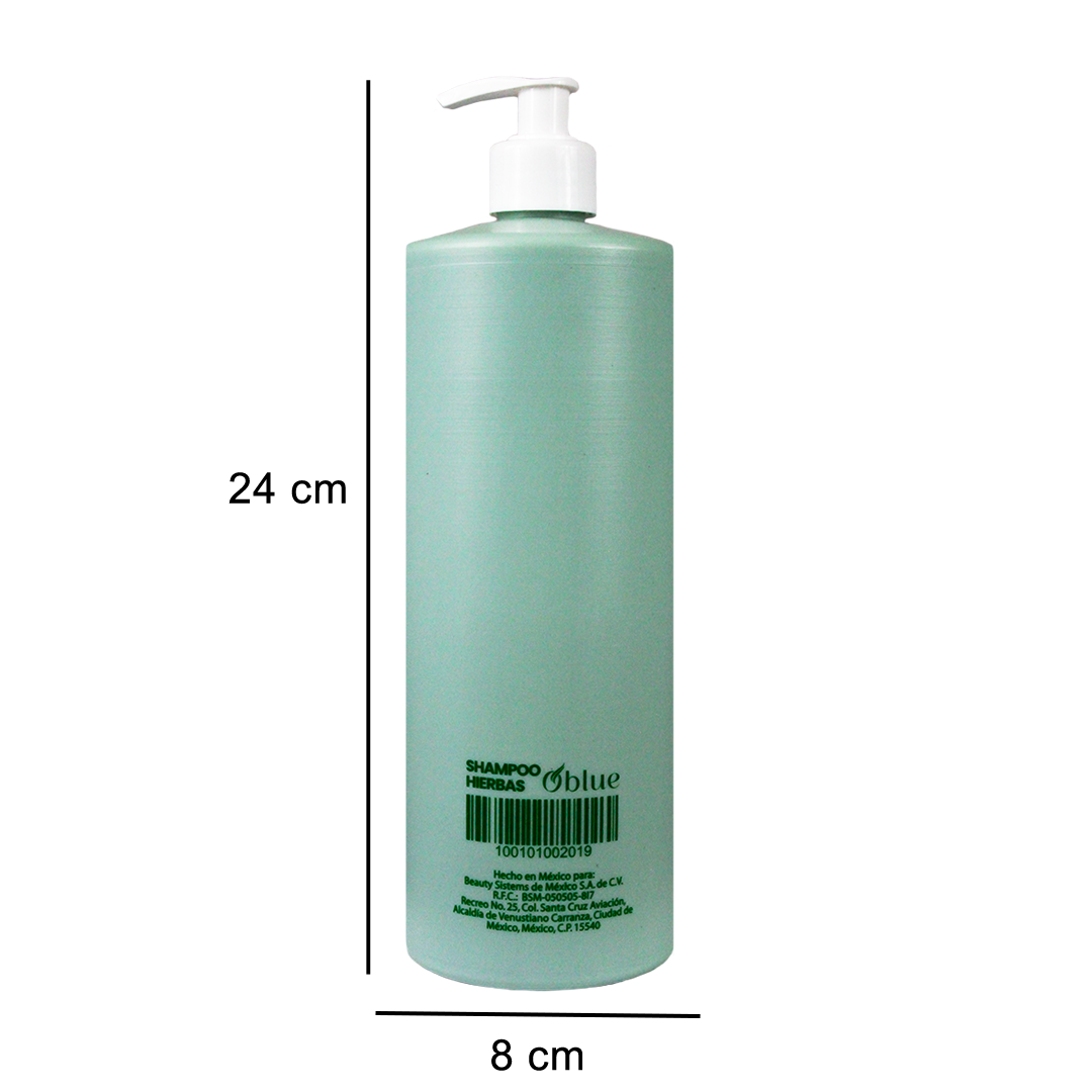 Shampoo de Hierbas Oblue 1L – pH Balanceado para Cabello Dañado o con Tratamientos Químicos