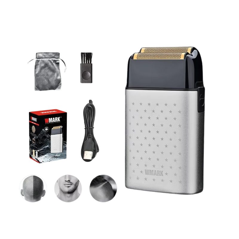 Wmark NG-998 – Rasuradora Profesional Recargable (USB) – 8100 RPM – Doble Cabezal con Lámina de Titanio – Dorado / Plata
