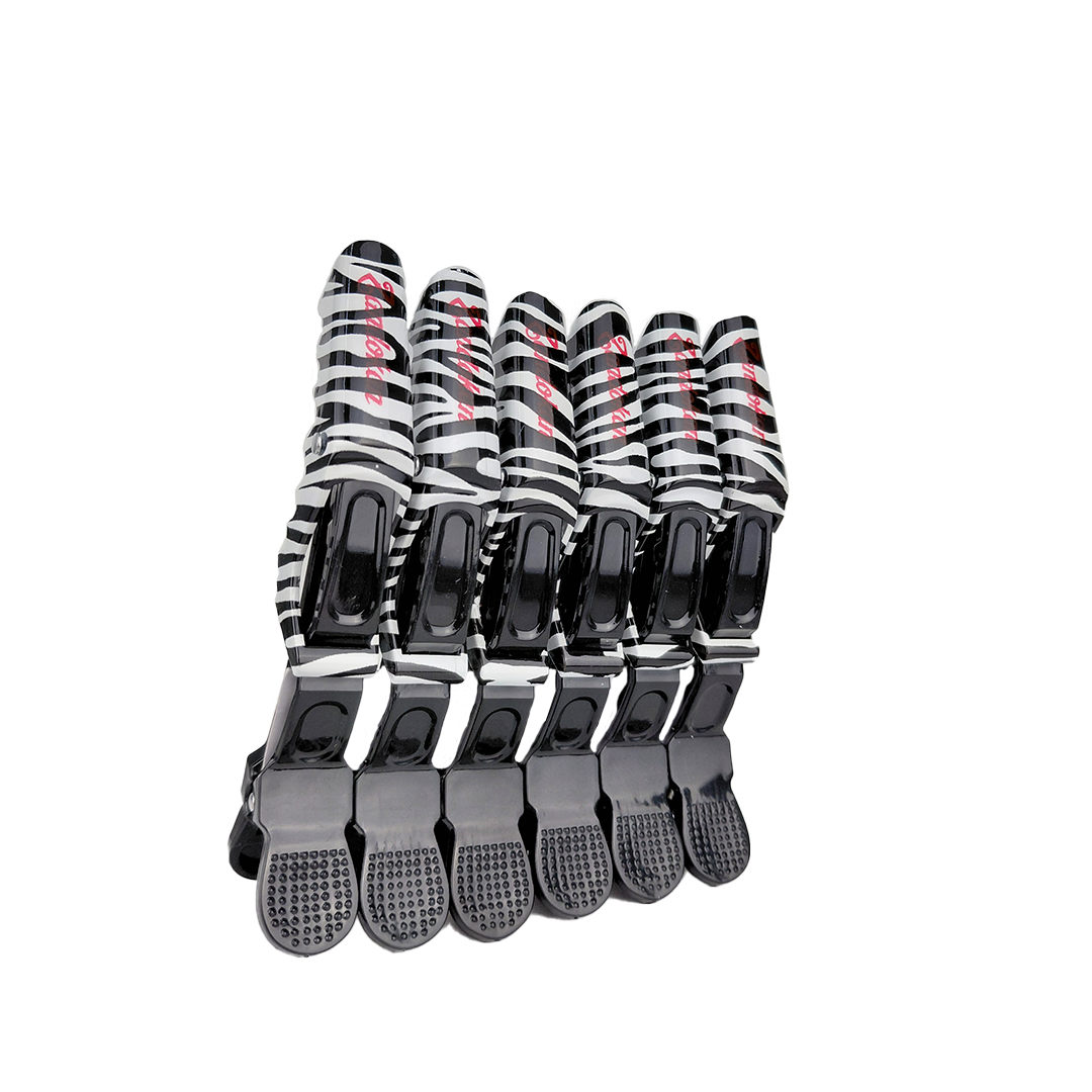 Zandokan Pinzas para Cabello con Diseño de Cebra, Negro y Blanco, Juego de 6 Piezas, peluquería, Barbería