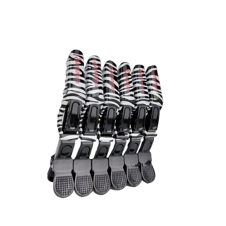 Zandokan Pinzas para Cabello con Diseño de Cebra, Negro y Blanco, Juego de 6 Piezas, peluquería, Barbería