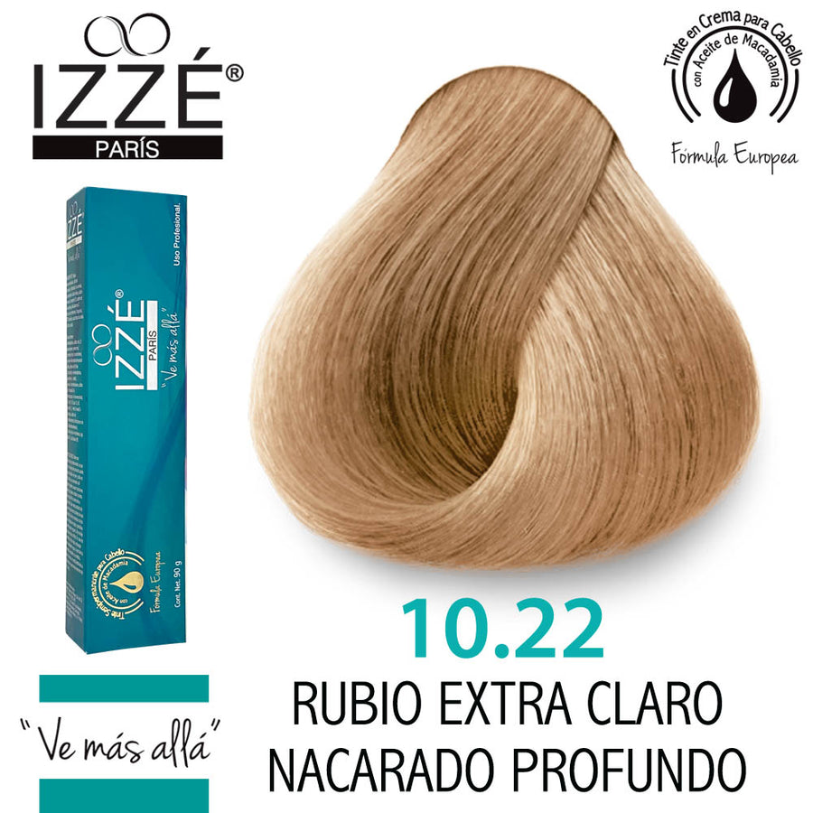 IZZÉ TINTE GZ10.22 RUBIO EXTRA CLARO NACARADO PROFUNDO 90GR