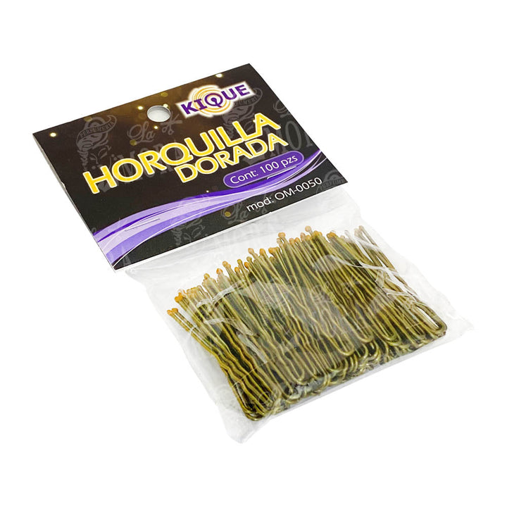 HORQUILLA DORADA KIQUE 100 PZ OM-0050
