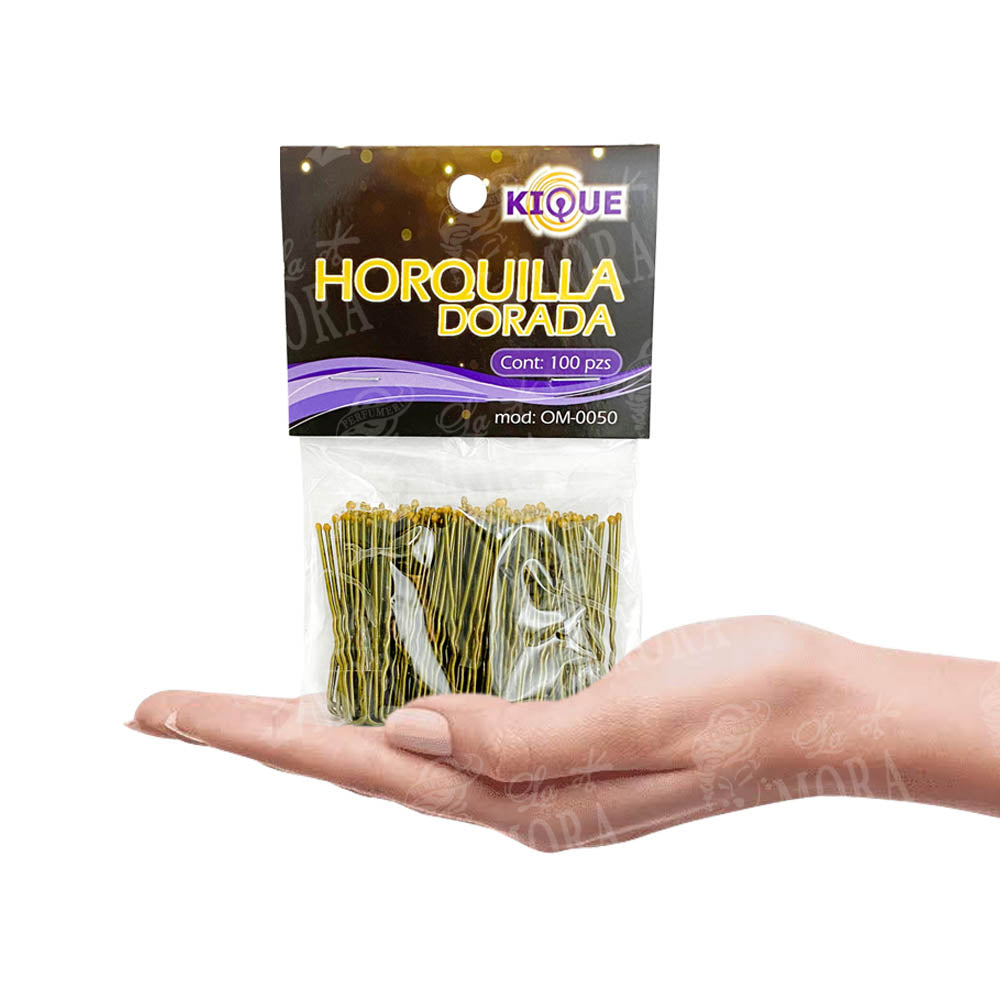 HORQUILLA DORADA KIQUE 100 PZ OM-0050