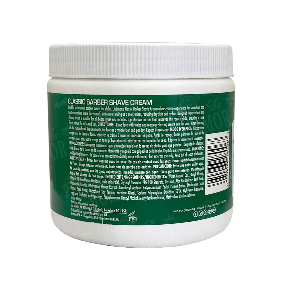 CLUBMAN CLASSIC BARBER SHAVE CREAM CREMA PARA AFEITAR 453 ML