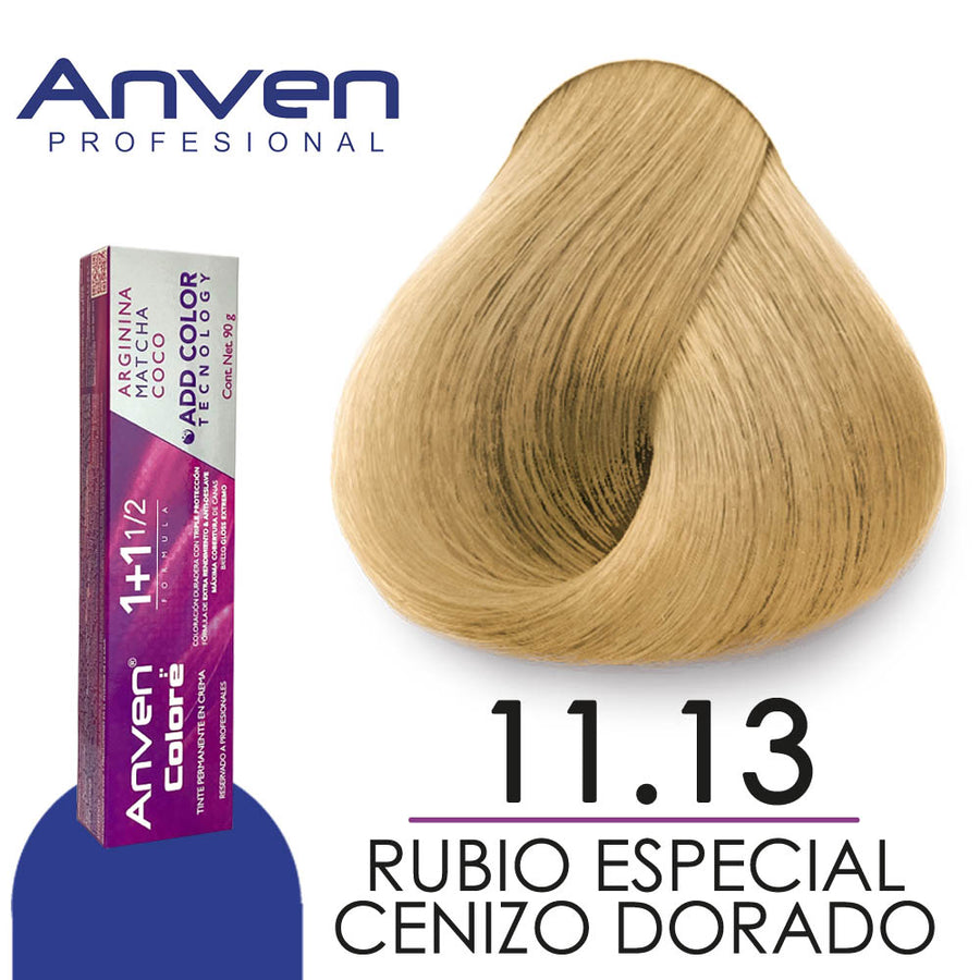 ANVEN TINTE A11.13 RUBIO ESPECIAL CENIZO DORADO 90GR