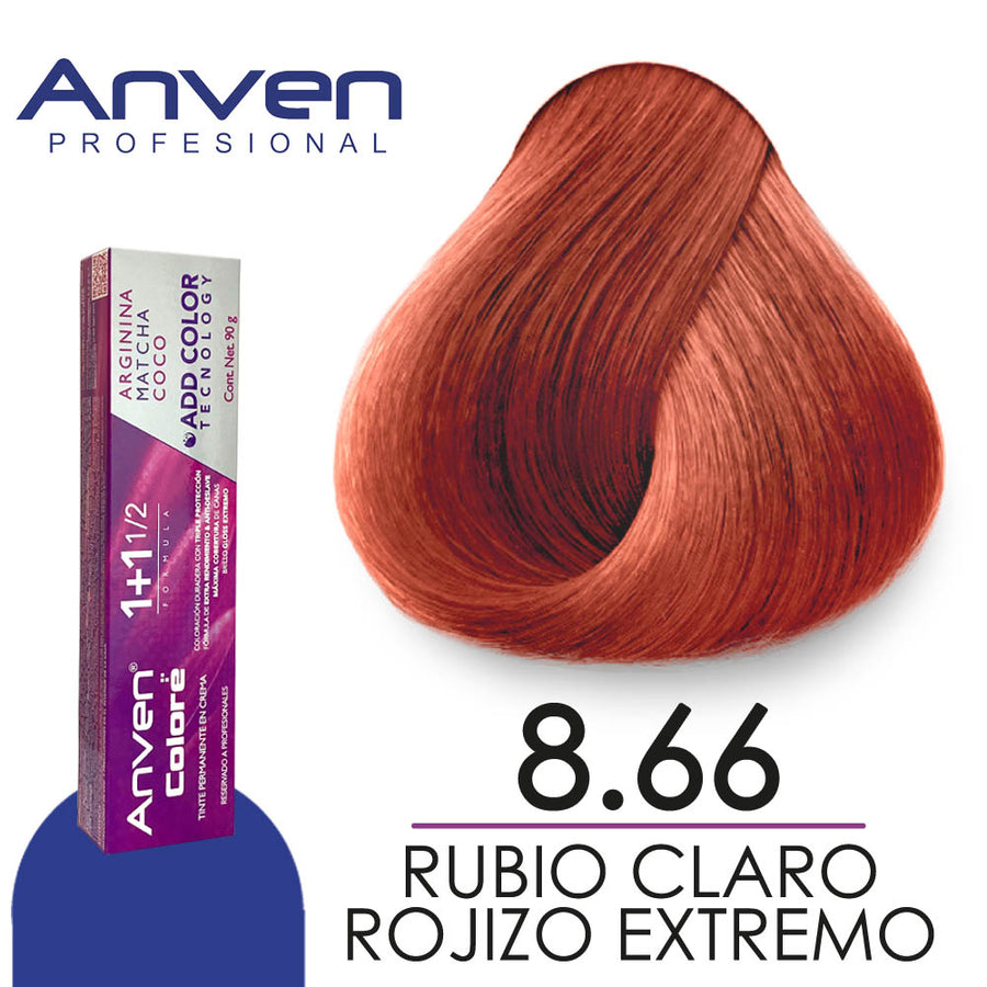 ANVEN TINTE A8.66 RUBIO CLARO ROJIZO EXTREMO 90GR