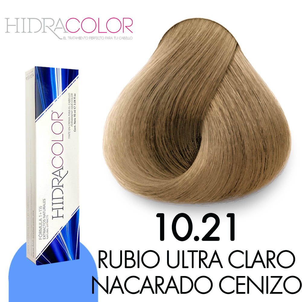 HIDRACOLOR TINTE H10.21 RUBIO ULTRA CLARO NACARADO CENIZO 90 ML