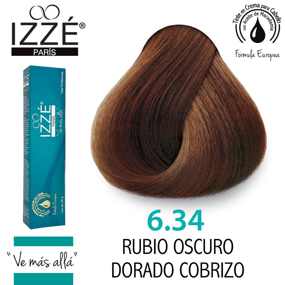 IZZÉ TINTE GZ6.34 RUBIO OSCURO DORADO COBRIZO 90GR