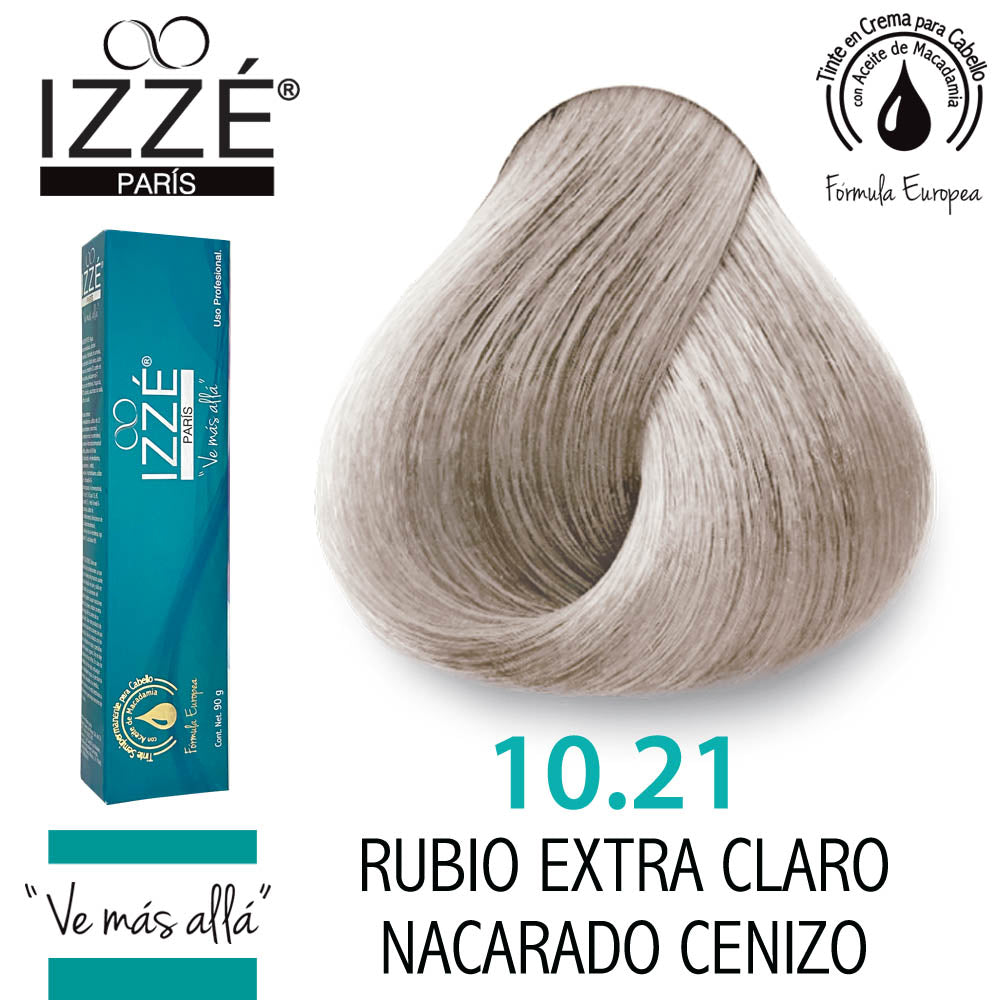 IZZÉ TINTE GZ10.21 RUBIO EXTRA CLARO NACARADO CENIZO 90GR