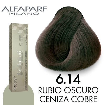 ALFAPARF TINTE 6.14 RUBIO OSCURO CENIZA COBRE 58.2 GR