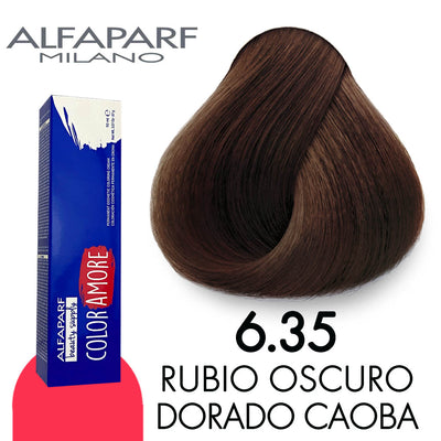 ALFAPARF COLOR AMORE TINTE CA6.35 RUBIO OSCURO DORADO CAOBA 90 ML