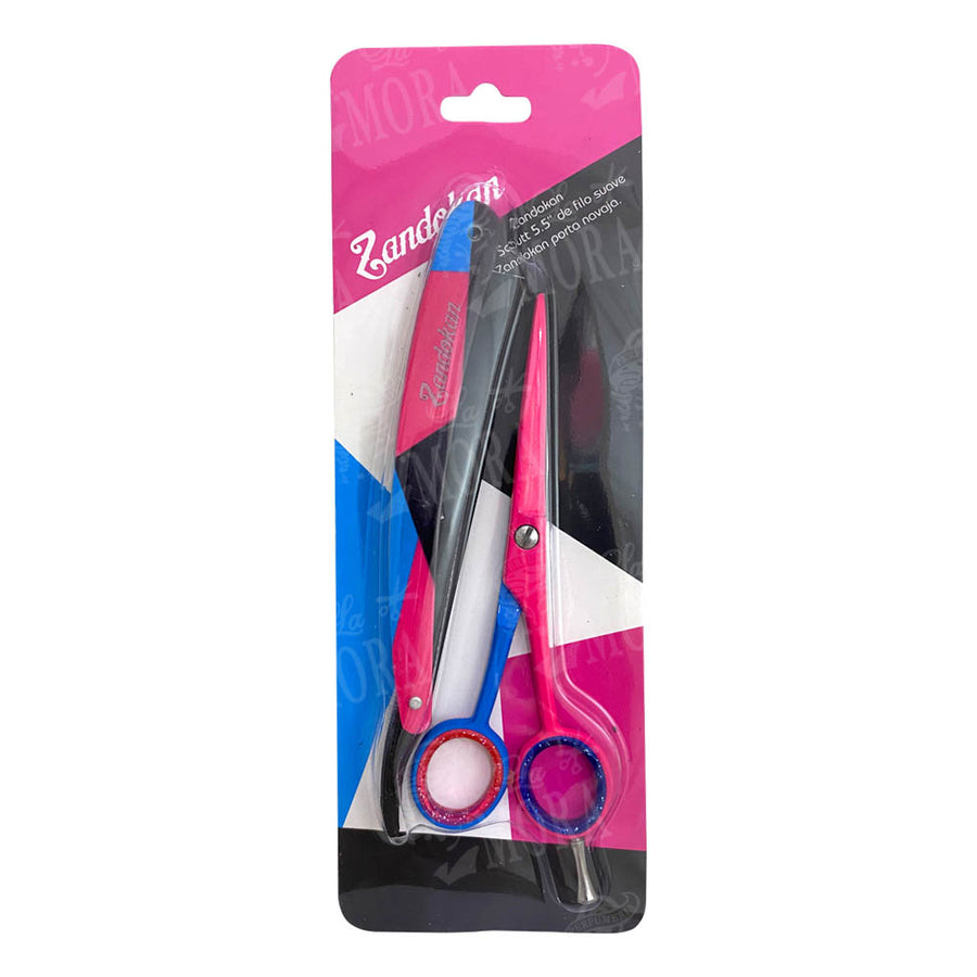 ZANDOKAN PACK TIJERAS + PORTA NAVAJAS CORAL ZK-0039 2 PZ