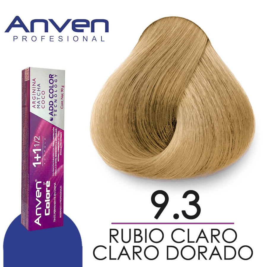 ANVEN TINTE A9.3 RUBIO CLARO CLARO DORADO 90GR